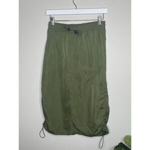 Wild Fable Women's Olive Green Midi Skirt, Size S Adjustable Drawstring Details
